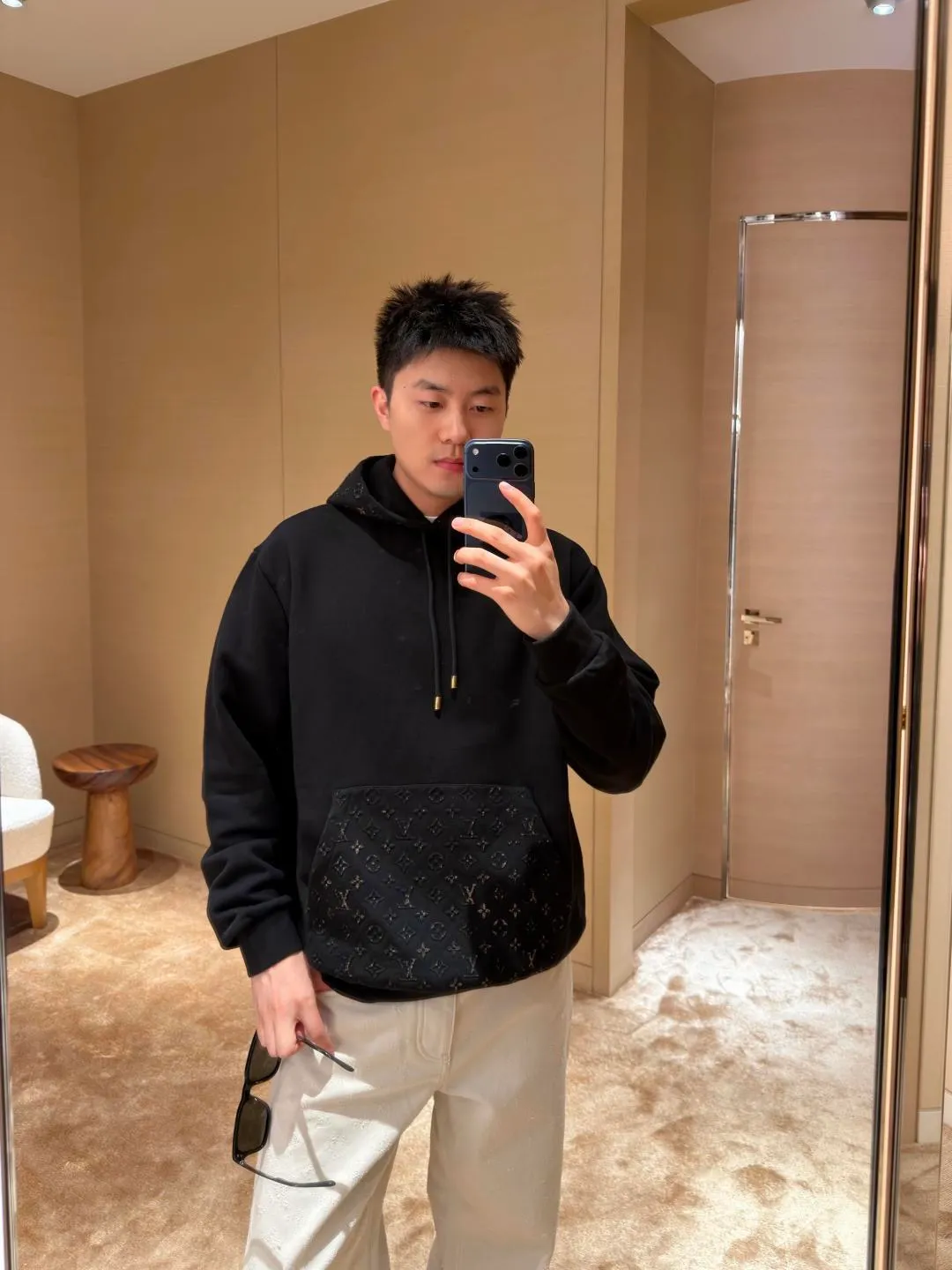 Louis Vuitton/Louis Vuitton presbyopic embossed hooded sweatshirt